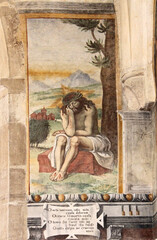 Gesù con i segni della Passione; affresco nel santuario di Santa Maria a Baselga di Bresimo (Trentino)
