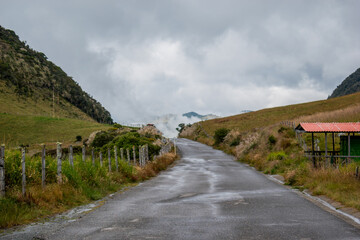 camino, paisaje, vegetación, nubes 