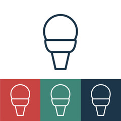 Obraz premium Linear vector icon with cream cone