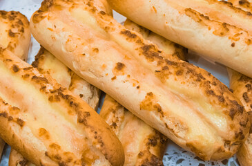 Cheese garlic bread. Street food market
