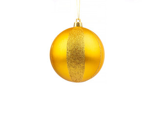 Gold Christmas ball with sparkles on a white isolated background.
