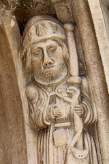 Fototapeta na wymiar San Giacomo; altorilievo nel portale della chiesa parrocchiale dei Santi Pietro e Paolo a Laces (Alto Adige)