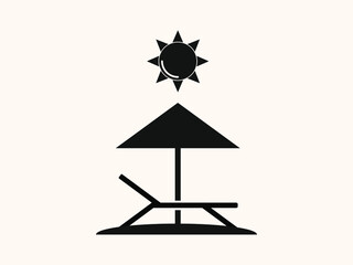 relaxing on the beach umbrella sun beach chair icon, vector illustration eps10