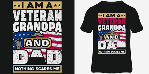Veteran T-Shirt design template, Vintage veteran emblems, veteran quote, and vector design.