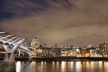 St. Paul Cathedral and Other Buildings on the Other Side of the River at Night