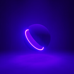 3d rendering illustration. blue violet lighted abstract sphere