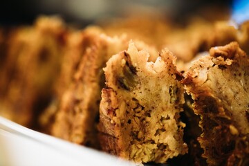 close up of a slice of cake