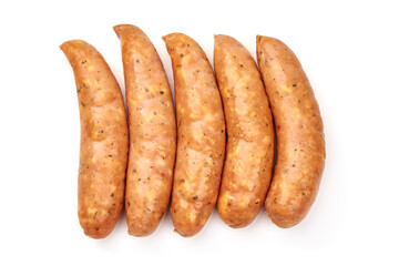 German bratwurst sausages, isolated on white background