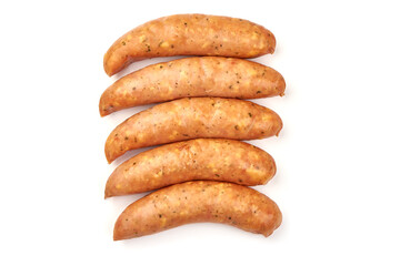 German bratwurst sausages, isolated on white background