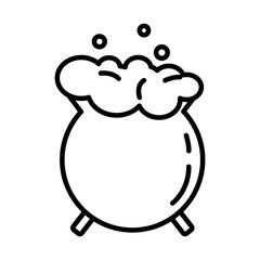 witch cauldron pot line style icon