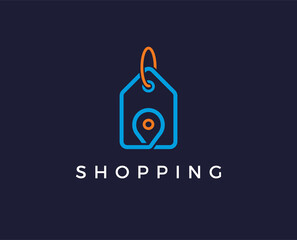 minimal shopping logo template - vector illustration