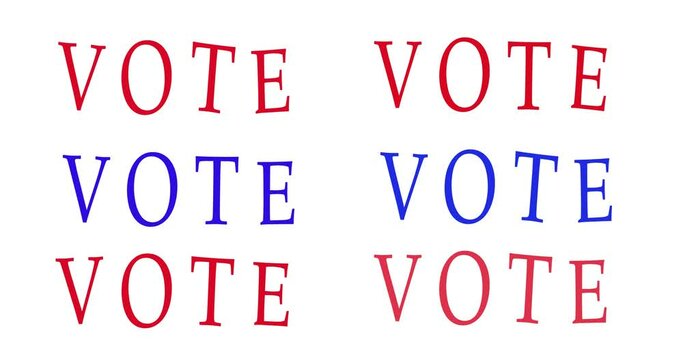 Vote logo. US American presidential election 2020. Vote word with checkmark symbol inside. Political election campaign logo. Applicable as part of badge design.	