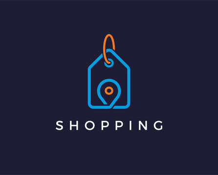 minimal shopping logo template - vector illustration