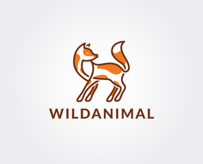 minimal fox logo template - vector illustration