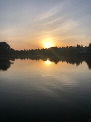 sunset over the river