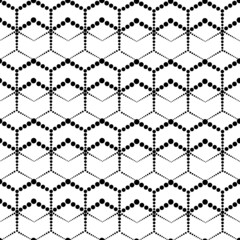 Fototapeta premium Abstract geometric tile pattern. Seamless backdrop with dotted line rhombus ornament in geometric retro style