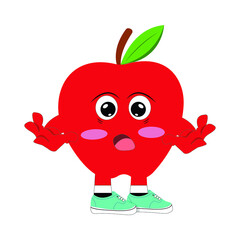 Kawaii apple fruit vector illustration