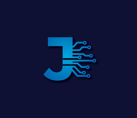 J Alphabet Data Storage Technology Logo Design Concept