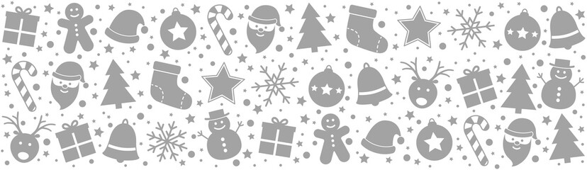 Christmas header with Xmas decorations. Panoramic header. Vector