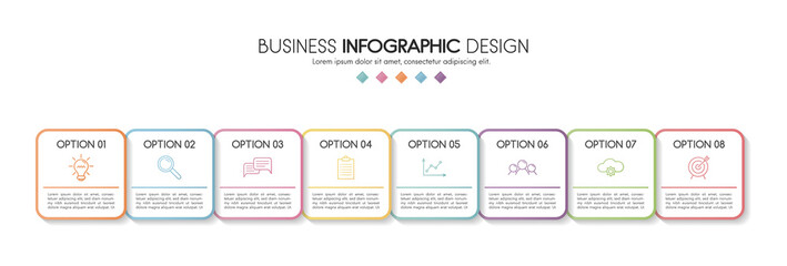 Diagram with 8 options. Business infographic. Vector