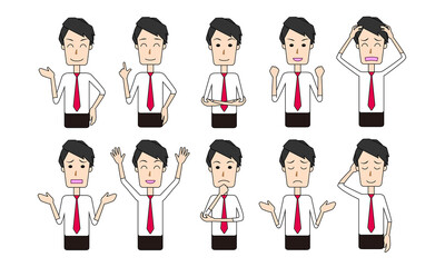 サラリーマン　ポーズ　セット　イラスト　素材