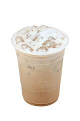 Iced coffee in plastic cup isolated on white background / coffee sweet
