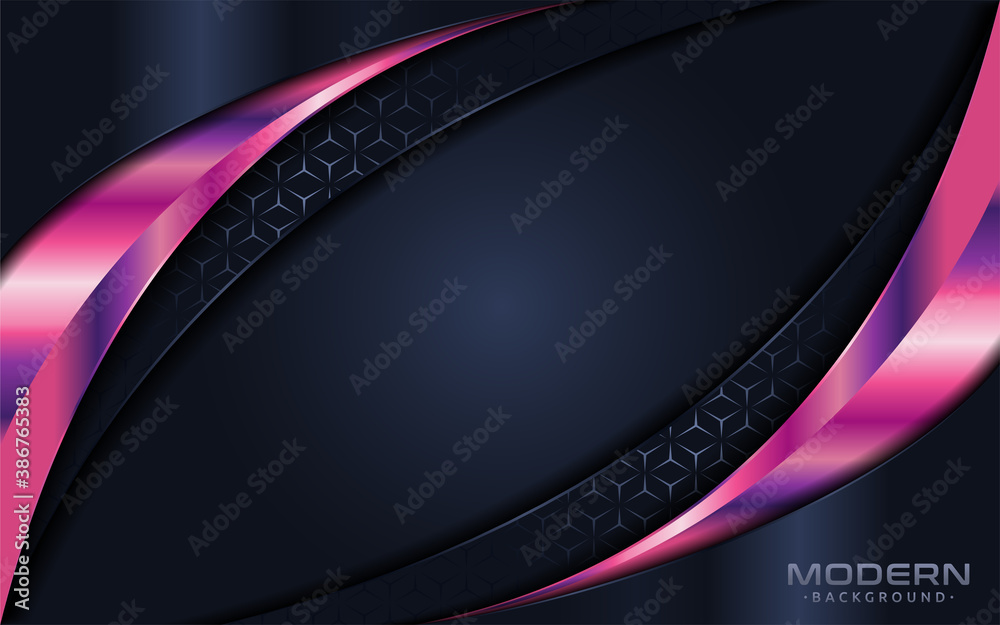 Poster modern navy background with colorful purple lines element.