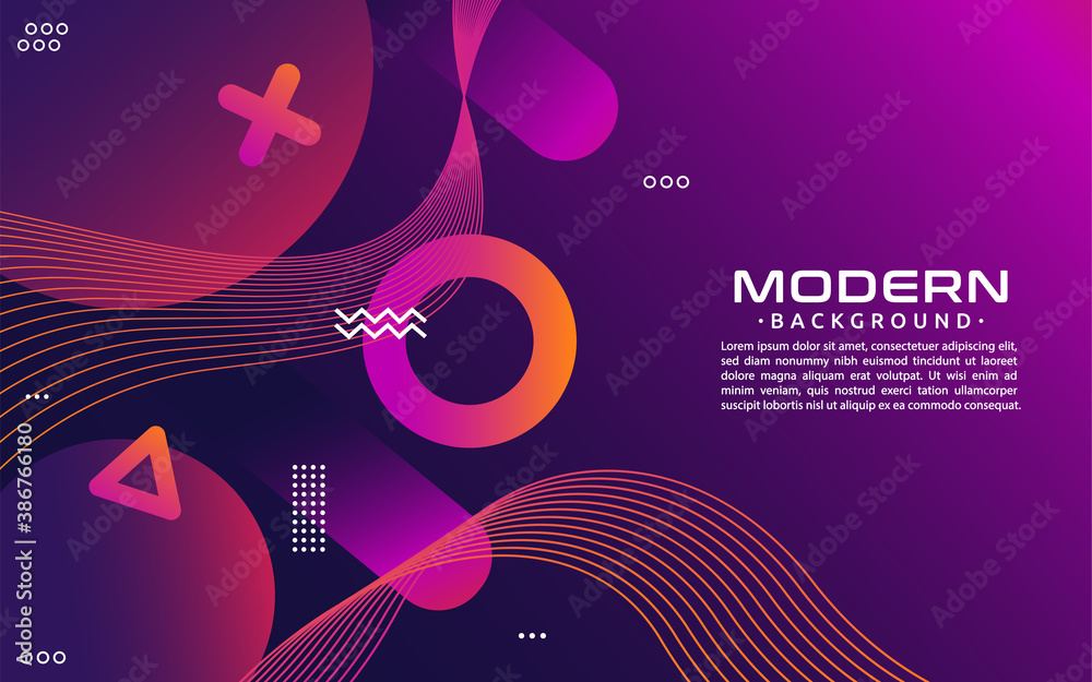 Poster abstract purple background with geometric shape element.