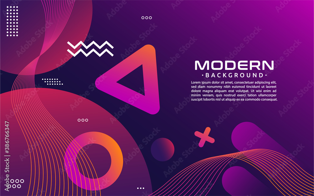 Poster abstract purple background with geometric shape element.