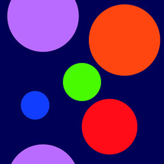 Colored balls of different sizes on purple background