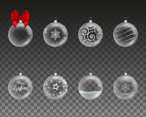 set of transparent christmas balls