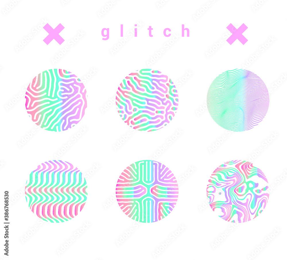 Aufkleber abstract geometric background with composition of holographic circles, shapes with futuristic orname