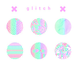 Abstract geometric background with composition of holographic circles, shapes with futuristic ornament.