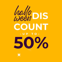 Halloween Sale special offer banner template with hand drawn lettering for holiday shopping. Limited time only. Vector illustration. 