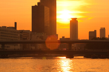 Obraz premium 天満橋の夕陽