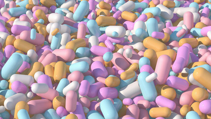 Fototapeta na wymiar Colorful capsules. Medicine concept. Abstract illustration, 3d render.