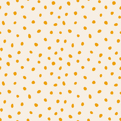 Hipster colorful seamless polka dot pattern. Vector irregular abstract texture with random hand drawn spots.
