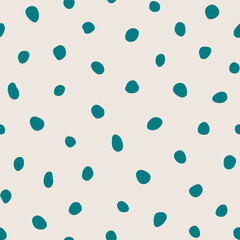 Hipster colorful seamless polka dot pattern. Vector irregular abstract texture with random hand drawn spots.