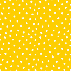 Hipster colorful seamless polka dot pattern. Vector irregular abstract texture with random hand drawn spots.