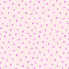 Hipster colorful seamless polka dot pattern. Vector irregular abstract texture with random hand drawn spots.