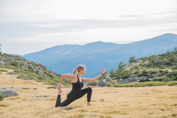Naklejka na ściany i meble yoga poses woman mountain