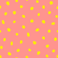 Hipster colorful seamless polka dot pattern. Vector irregular abstract texture with random hand drawn spots.