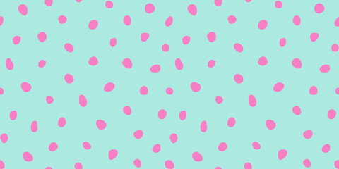 Hipster colorful seamless polka dot pattern. Vector irregular abstract texture with random hand drawn spots.