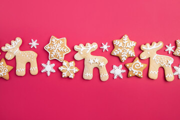 Christmas background with gingerbread cookies