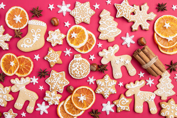 Fototapeta na wymiar Christmas background, food texture, gingerbread