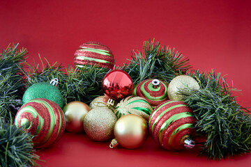 Christmas decoration with balls, Christmas seasonal decoration.