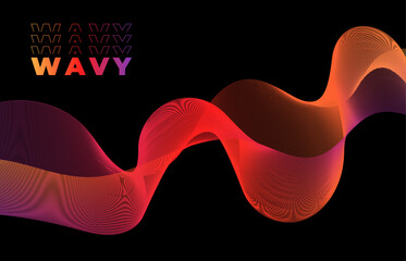 Abstract wave lines dynamic flowing colorful light isolated on black background. Vector illustration design element in concept of music, party, technology, modern.