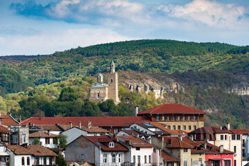 Fototapeta na wymiar A cityscape from the town of Veliko Tarnovo, the capital of the medieval Second Bulgarian Kingdom.