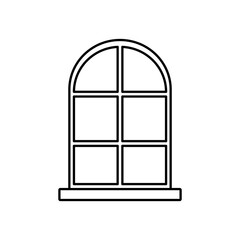 frame window exterior facade isolated white background linear