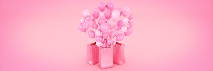 bag and balloons. 3d rendering